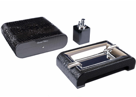 Настольный набор сигарных аксессуаров Gentili SET-SV20-Croco-Black