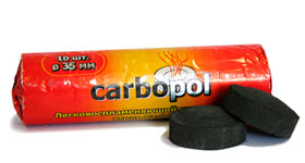 Уголь для кальяна Carbopol 35мм, 10шт.